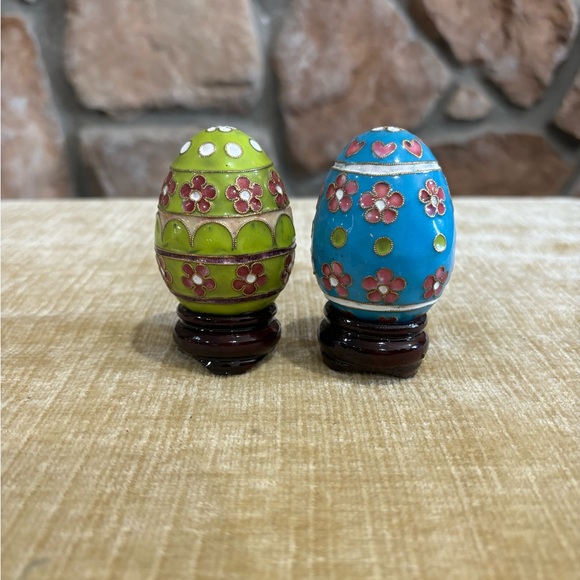 Two vintage Cloisonné enameled eggs - Picture 1 of 6